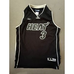 Reebok‎ Miami Heat Dwayne Wade Jersey Back In Black Out Youth Size M 10-12